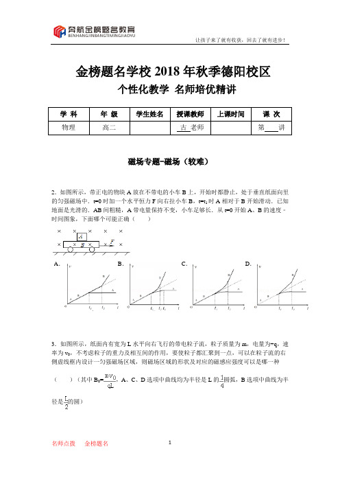 专题十：磁场专题—磁场较难(学生卷)