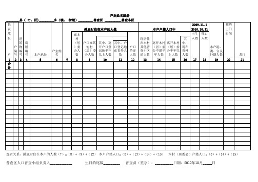 第六次人口普查户主姓名底册