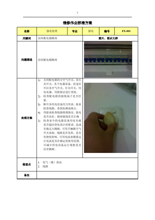 维修作业标准方案(水电)