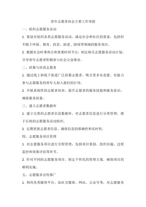 青年志愿者协会主要工作举措