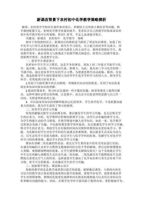 新课改背景下农村初中化学教学策略探析