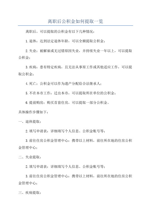 离职后公积金如何提取一览