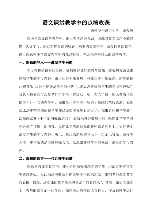 语文课堂教学中的点滴收获