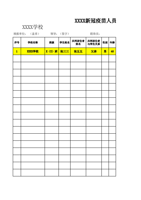 学生家长疫苗接种情况统计表模板