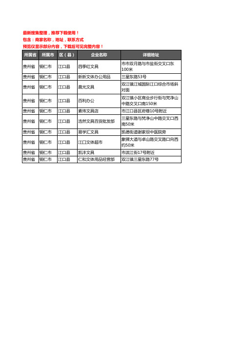 新版贵州省铜仁市江口县办公用品企业公司商家户名录单联系方式地址大全10家