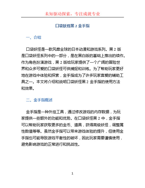 口袋妖怪黑2金手指 (2)