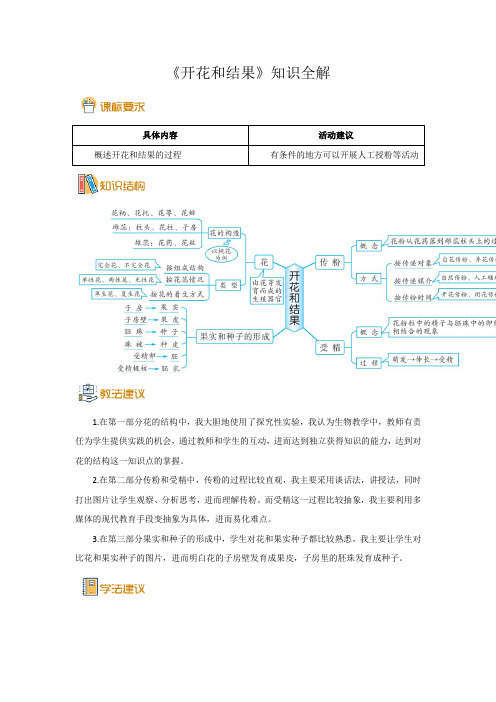 人教版七年级生物上册《开花和结果》知识全解