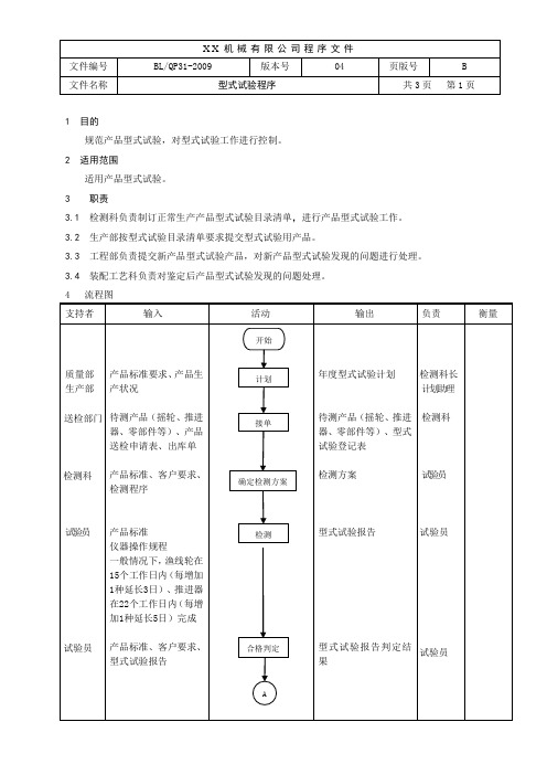 型式试验程序