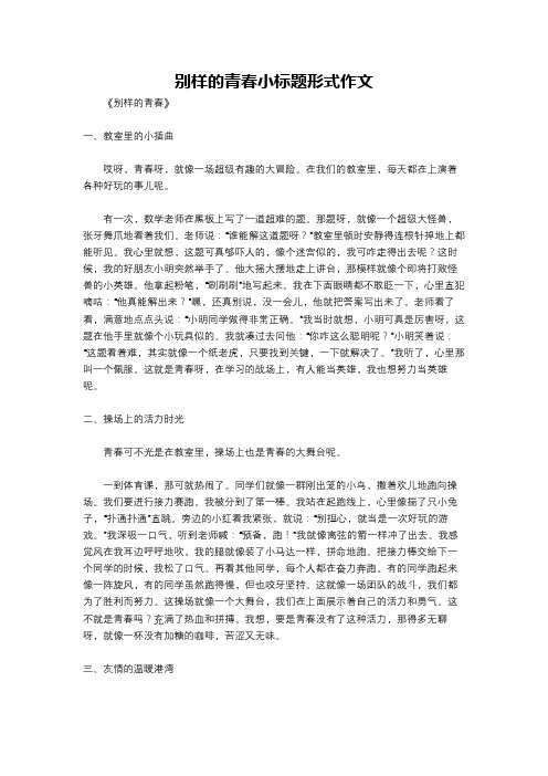 别样的青春小标题形式作文