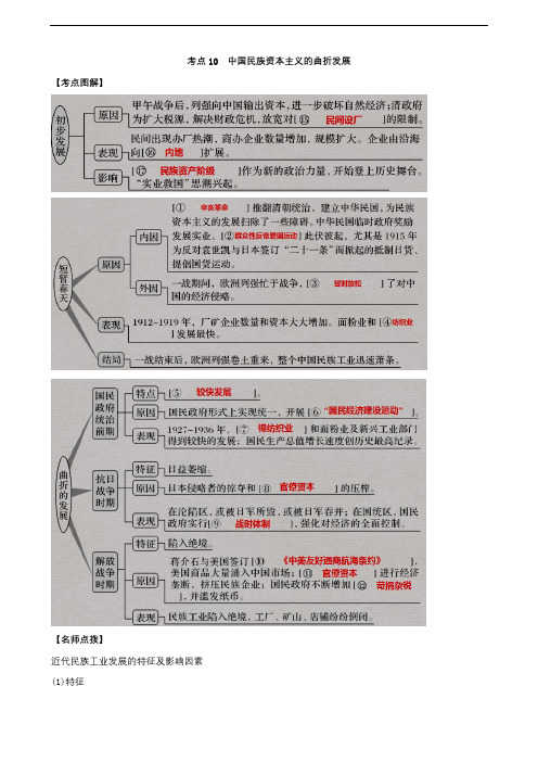 2007-2018高考历史真题汇编(经济史)考点精练10  中国民族资本主义的曲折发展(解析版)