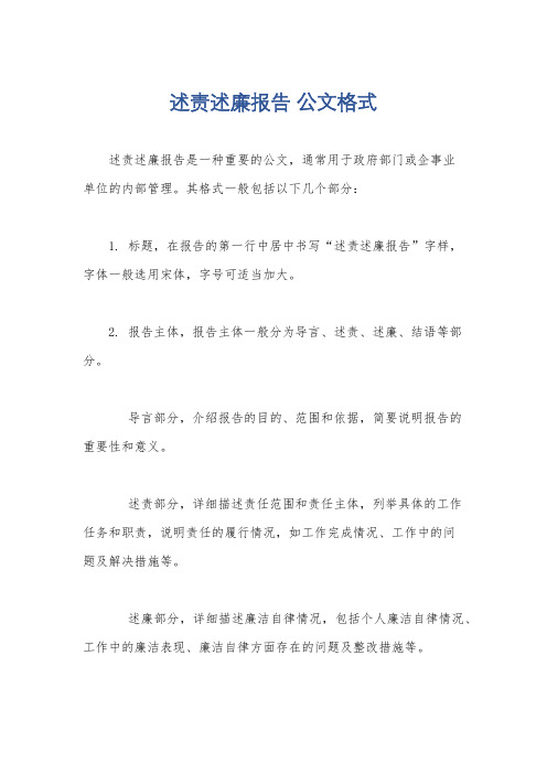 述责述廉报告 公文格式