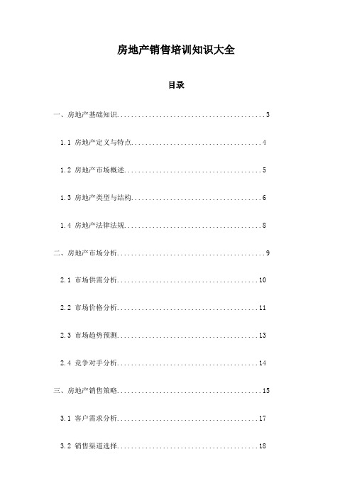 房地产销售培训知识大全