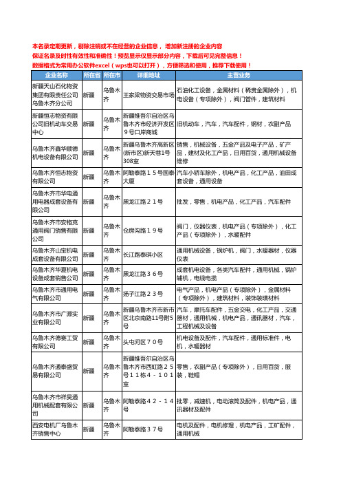 新版新疆省通用机电工商企业公司商家名录名单联系方式大全34家