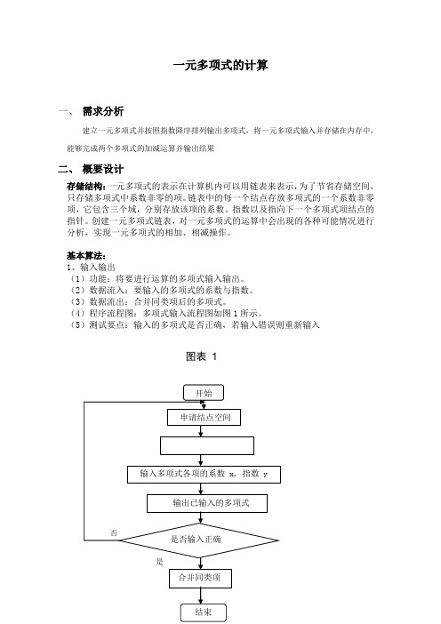 数据结构课程设计报告一元多项式的计算