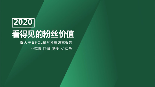 2020年粉丝价值：抖音小红书快手微博KOL粉丝吸粉分析研究报告