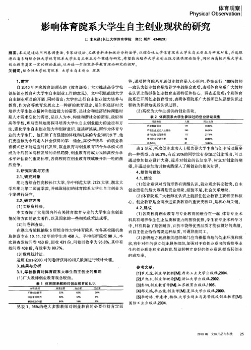 影响体育院系大学生自主创业现状的研究