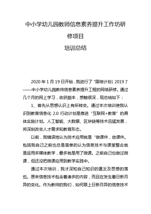 中小学幼儿园教师信息素养提升培训总结 (1)