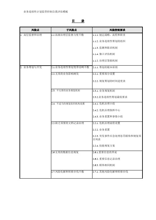 业务连续性计划监管控制自我评估模板(1)