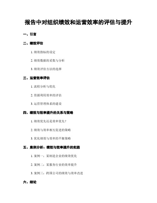 报告中对组织绩效和运营效率的评估与提升