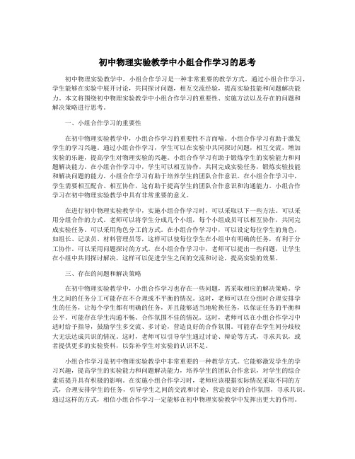 初中物理实验教学中小组合作学习的思考