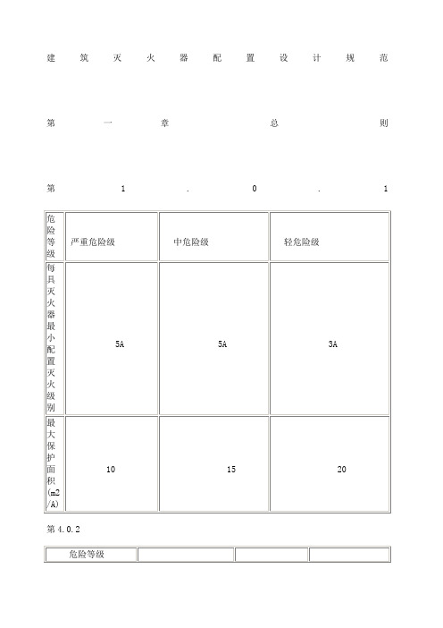 灭火器配置设计规范