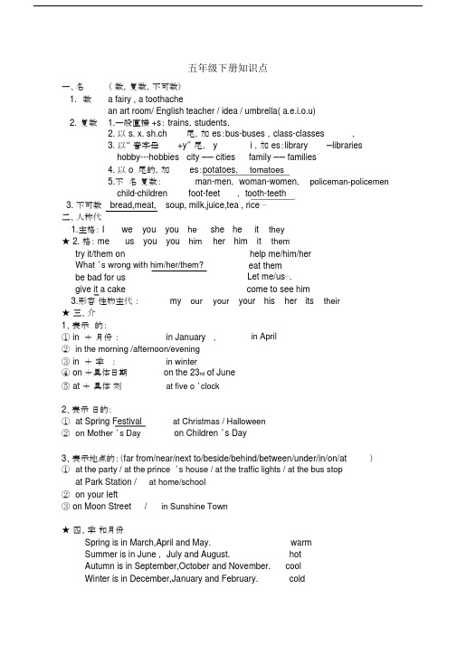 (完整版)译林版五年级英语下册语法知识点总复习,推荐文档.doc