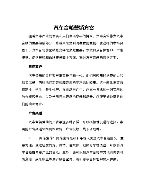 汽车音箱营销方案