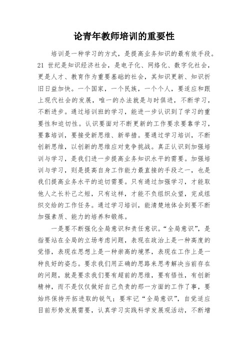 教学感悟：论青年教师培训的重要性