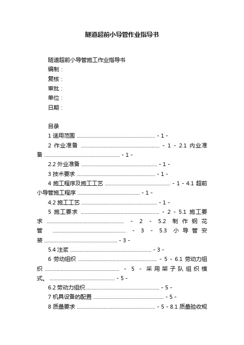 隧道超前小导管作业指导书