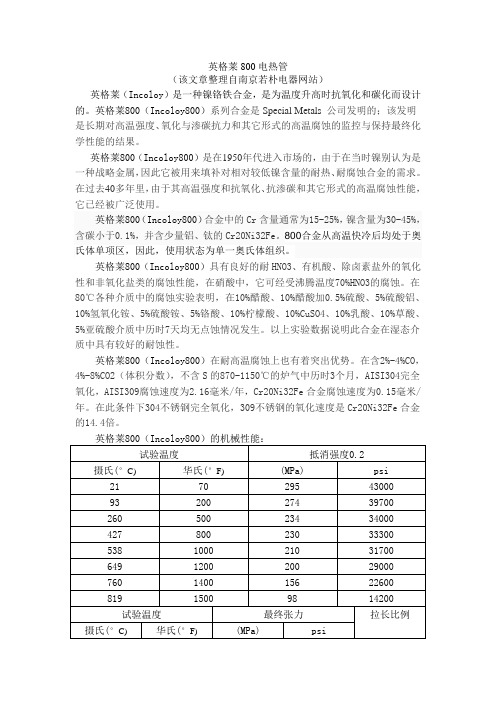 英格莱800电热管