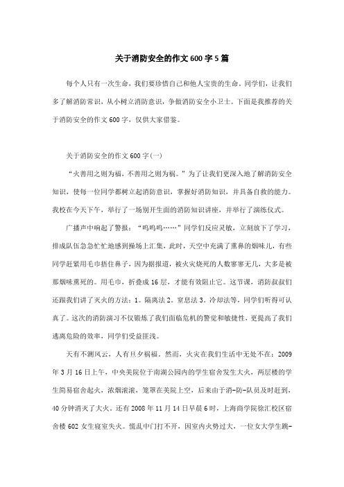 关于消防安全的作文600字5篇