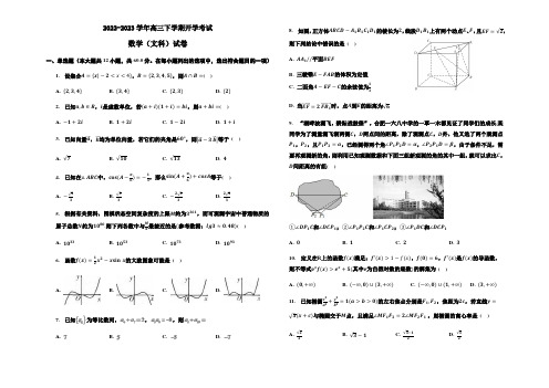 2022-2023学年宁夏银川市回民中学高三下学期开学考试数学(文科)试卷(解析版)