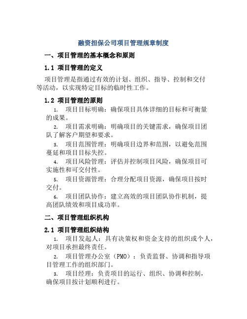 融资担保公司项目管理规章制度