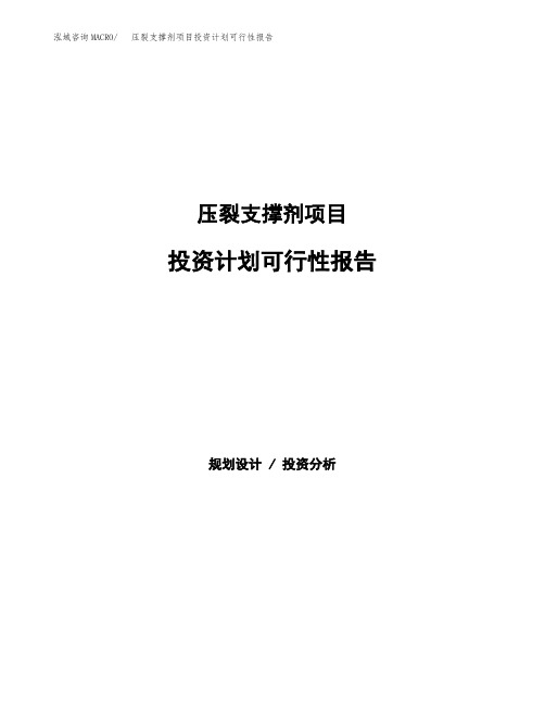 压裂支撑剂项目投资计划可行性报告(模板参考范文)