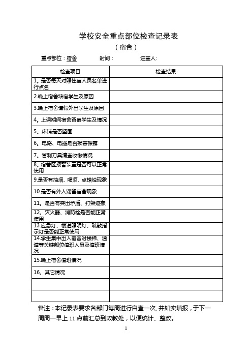 学校安全检查管理台账