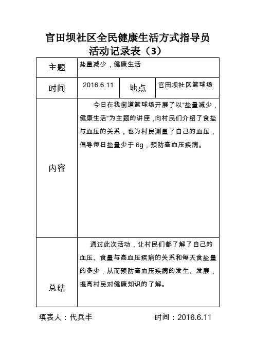 全民健康生活方式指导员指导记录表2