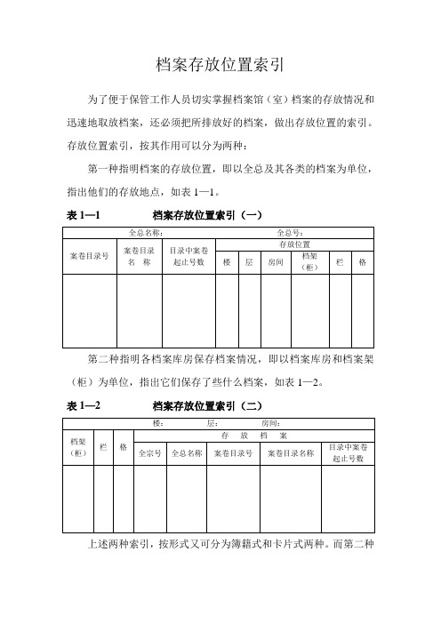 档案存放位置索引