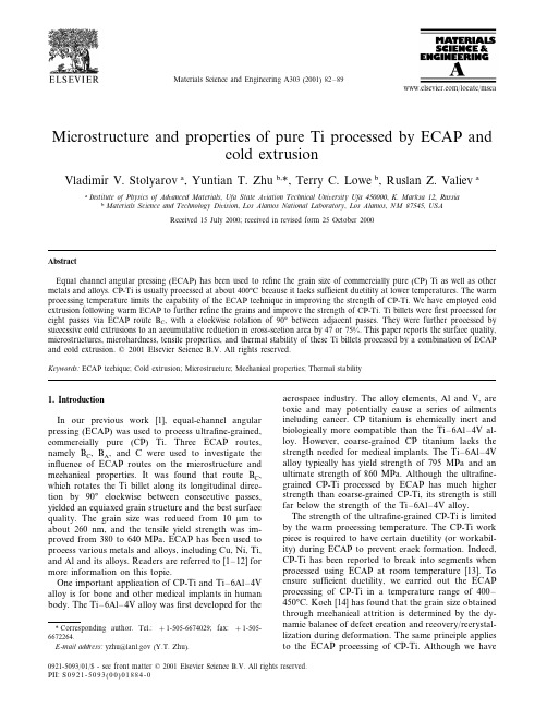 Microstructure and properties of pure Ti processed by ECAP and cold extrusion