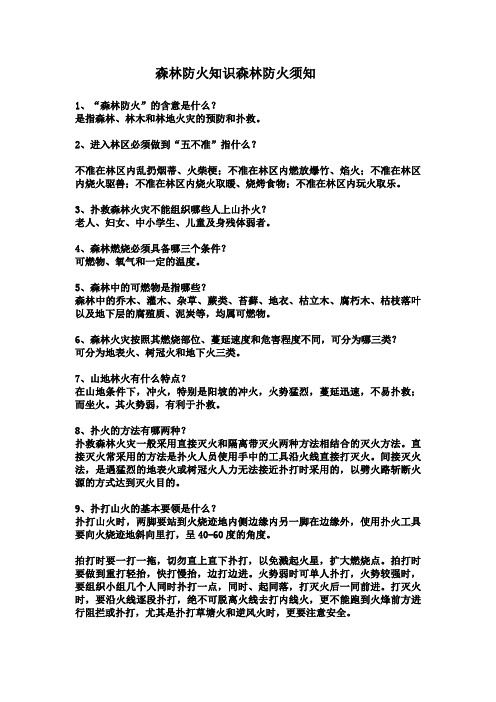 森林防火知识森林防火须知