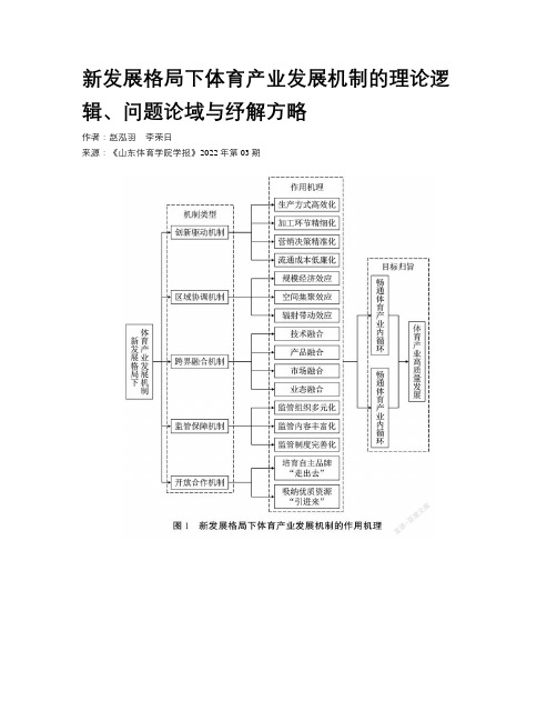 新发展格局下体育产业发展机制的理论逻辑、问题论域与纾解方略