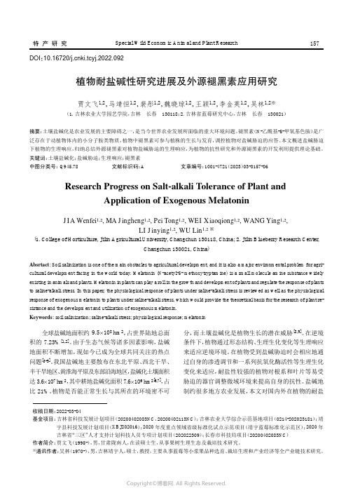 植物耐盐碱性研究进展及外源褪黑素应用研究