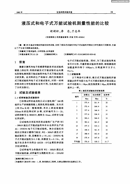 液压式和电子式万能试验机测量性能的比较