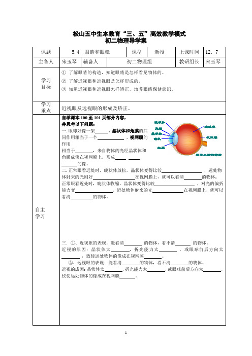 5.4眼睛和眼镜导学案