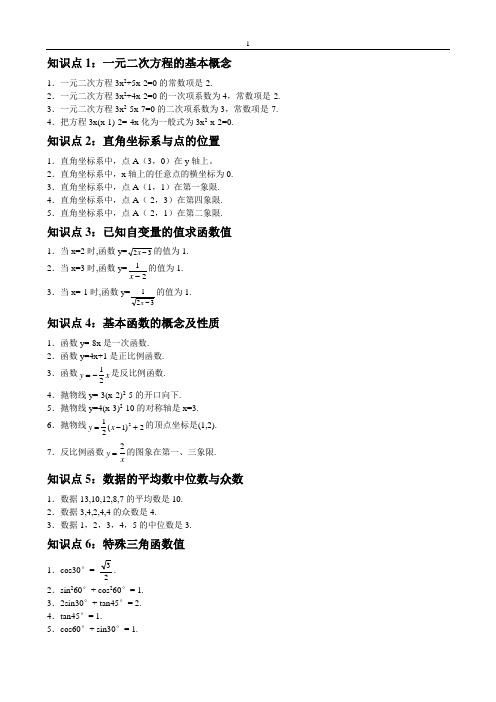 初中数学知识点总结及公式大全