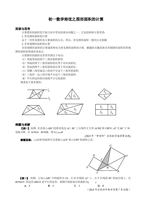 初一数学培优之图形面积的计算