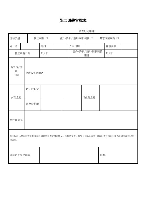 员工调薪审批表(部门)