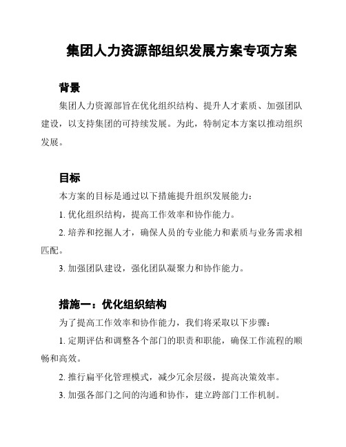 集团人力资源部组织发展方案专项方案