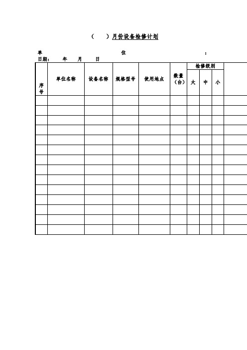 设备检修计划(word表格)