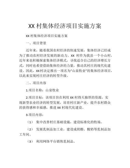 XX村集体经济项目实施方案