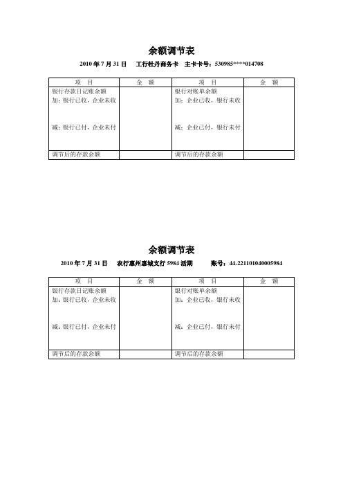 银行余额调节表